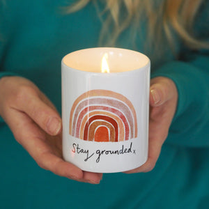 stay grounded candle earth rainbow mindfulness gift