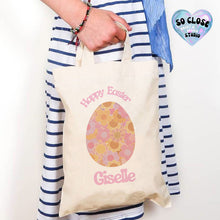 Load image into Gallery viewer, Floral Easter egg hunt bag