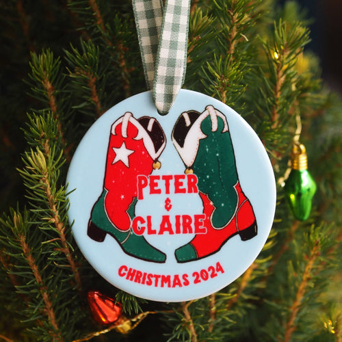 Cowboy Boots Couple's Christmas Tree Decoration