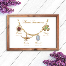 Load image into Gallery viewer, Mum's Treasures Charm Bracelet Birth Stones Print