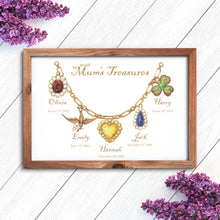 Load image into Gallery viewer, Mum's Treasures Charm Bracelet Birth Stones Print