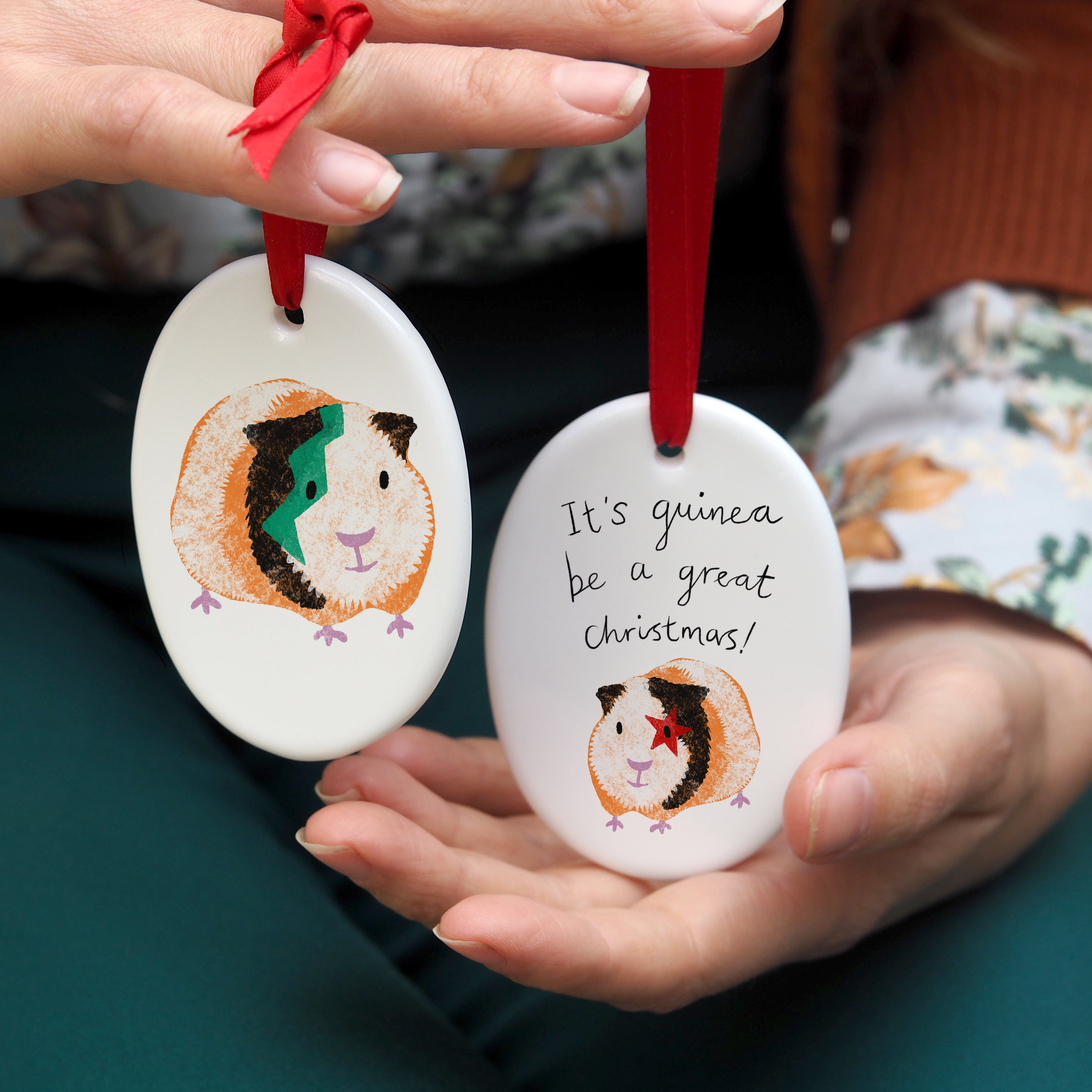 Guinea Pig Christmas Decoration claire close studio