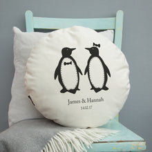 Load image into Gallery viewer, personalised penguins cushion