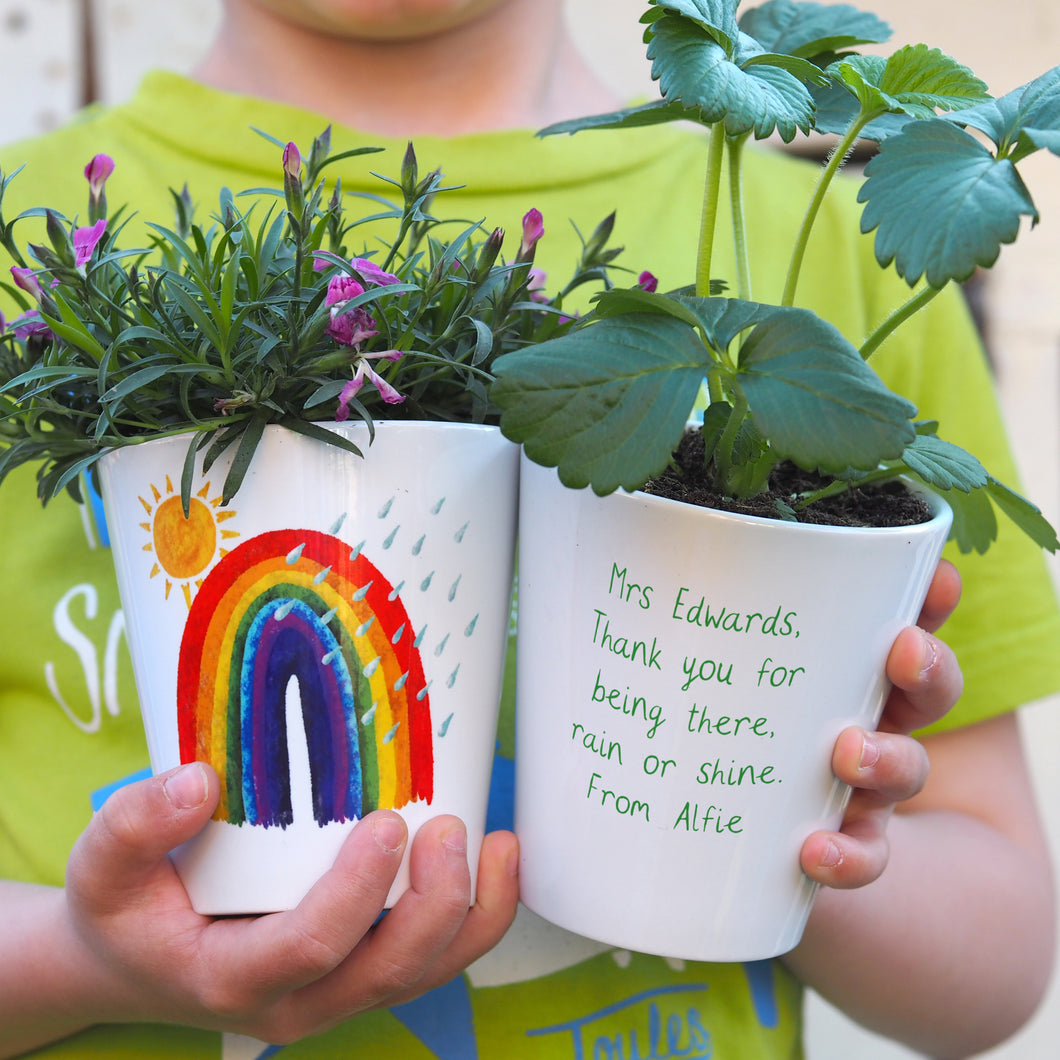 rainbow plant pot gift for teachers