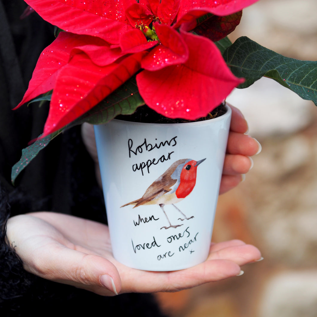robin plant pot gift for christmas lost loved ones grieving mourning