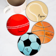 Load image into Gallery viewer, sports ball coasters personalised