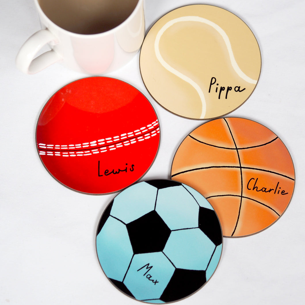 sports ball coasters personalised
