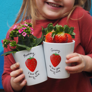 Strawberry Mother's Day Plant Pot with strawberry seeds